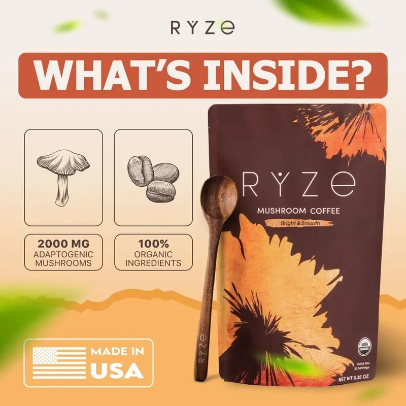 RYZE Mushroom Coffee for Energy & Focus