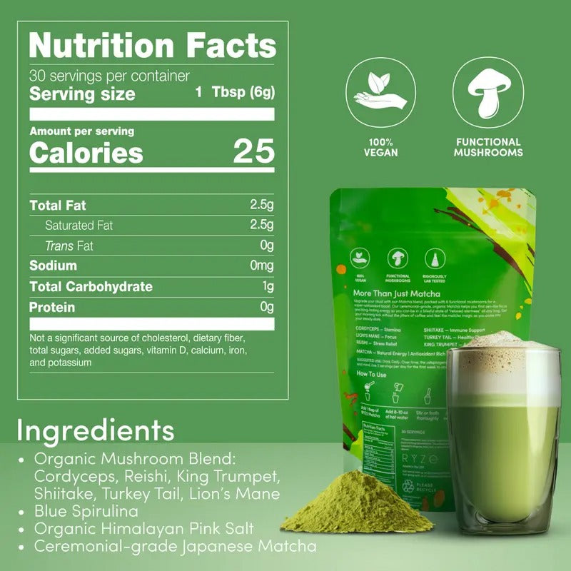 RYZE Organic Mushroom Matcha Blend