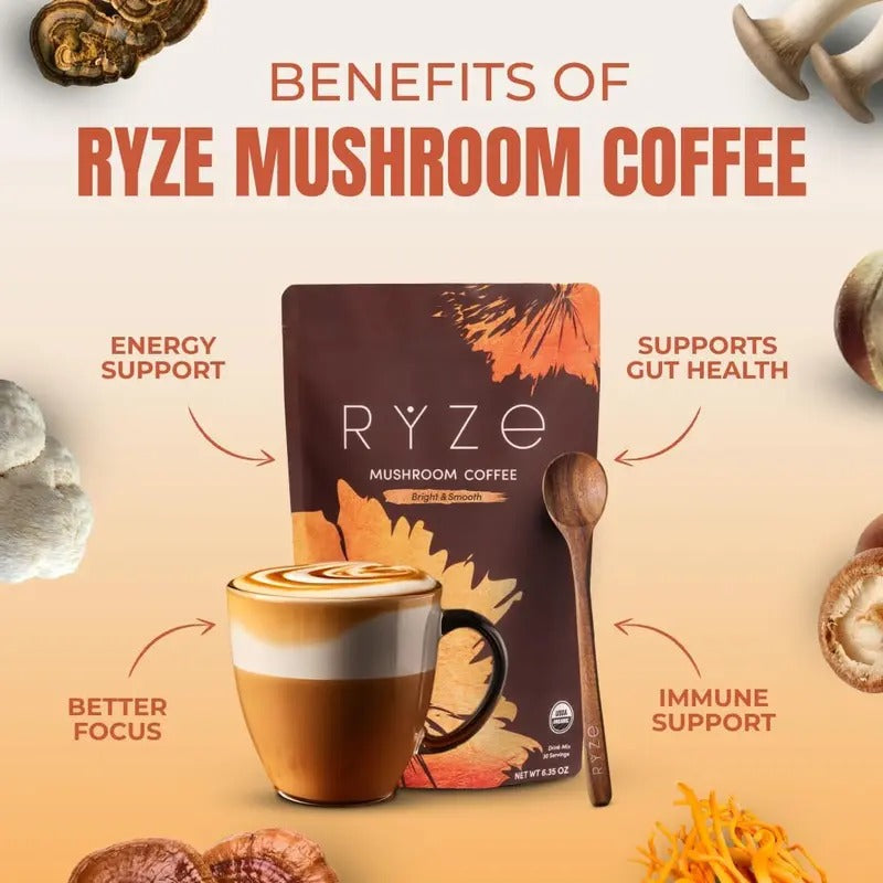 RYZE Mushroom Coffee for Energy & Focus
