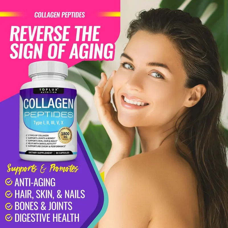 Toplux Collagen Peptides 1800mg – 90 Capsules