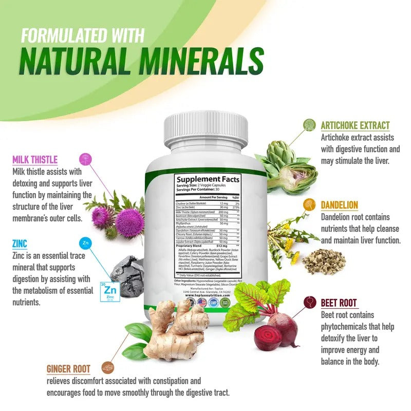 Toplux Liver Cleanse Detox & Repair Supplement | 60 Capsules