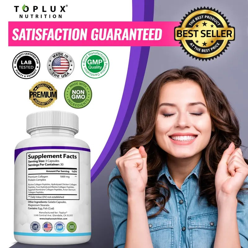 Toplux Collagen Peptides 1800mg – 90 Capsules