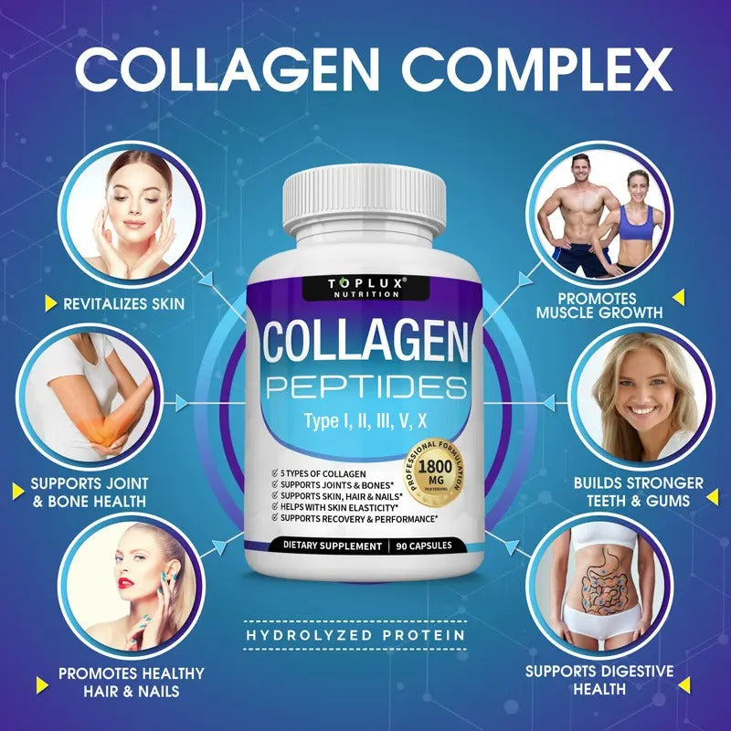 Toplux Collagen Peptides 1800mg – 90 Capsules