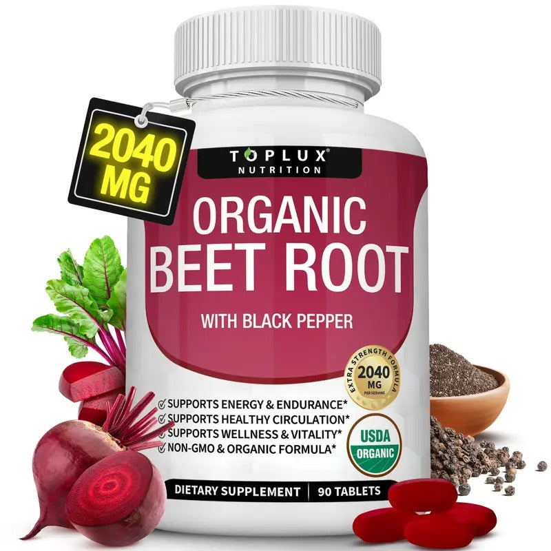 Toplux Organic Beet Root Nitric Oxide Booster 2040mg – 90 Vegan Tablets