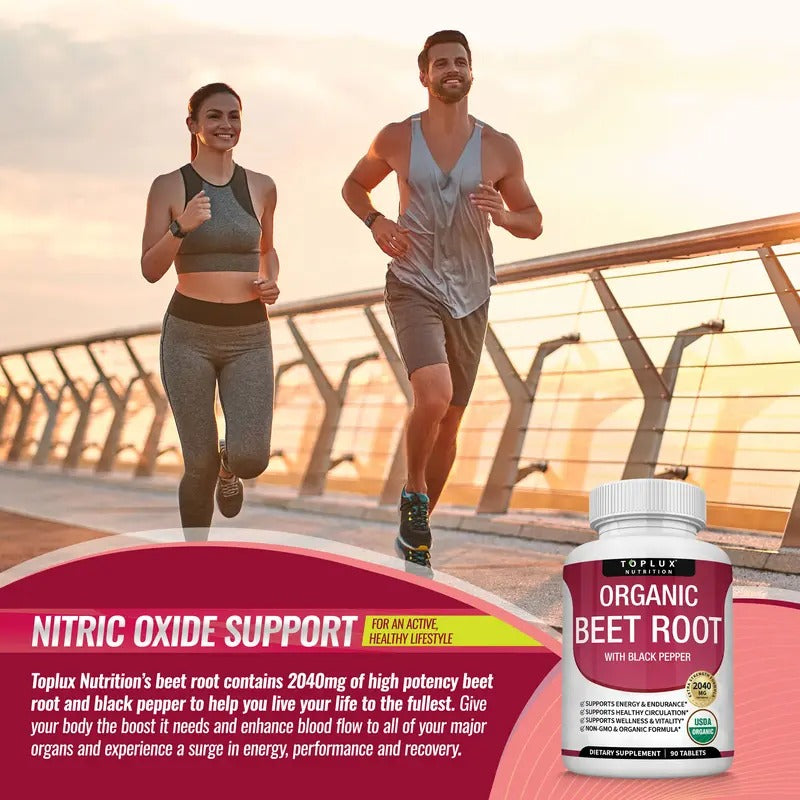 Toplux Organic Beet Root Nitric Oxide Booster 2040mg – 90 Vegan Tablets