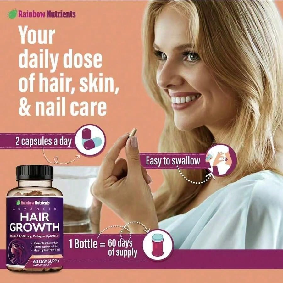 Miriyalyad 24-in-1 Hair Growth Vitamins | Biotin, Collagen & MSM, 60 Day Supply