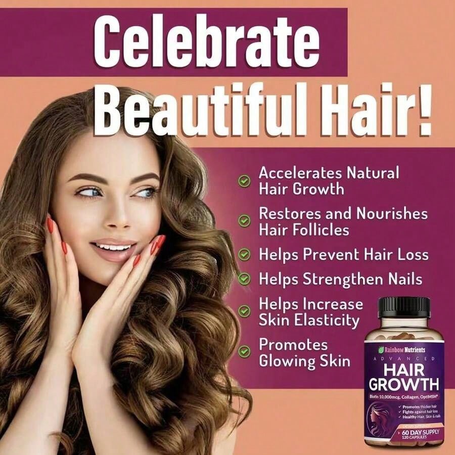 Miriyalyad 24-in-1 Hair Growth Vitamins | Biotin, Collagen & MSM, 60 Day Supply