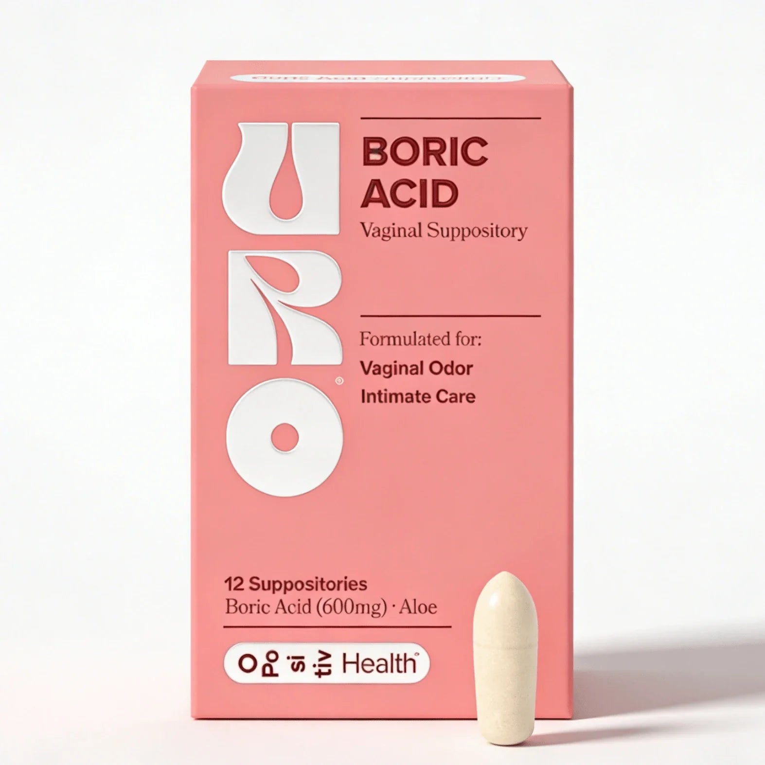 O Boric Acid Vaginal Suppositories | Lactic Acid & Aloe, 12 Ct