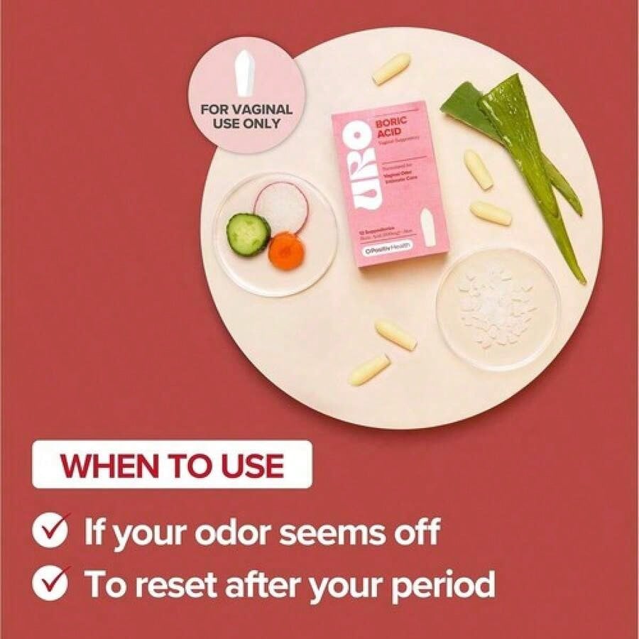 O Boric Acid Vaginal Suppositories | Lactic Acid & Aloe, 12 Ct