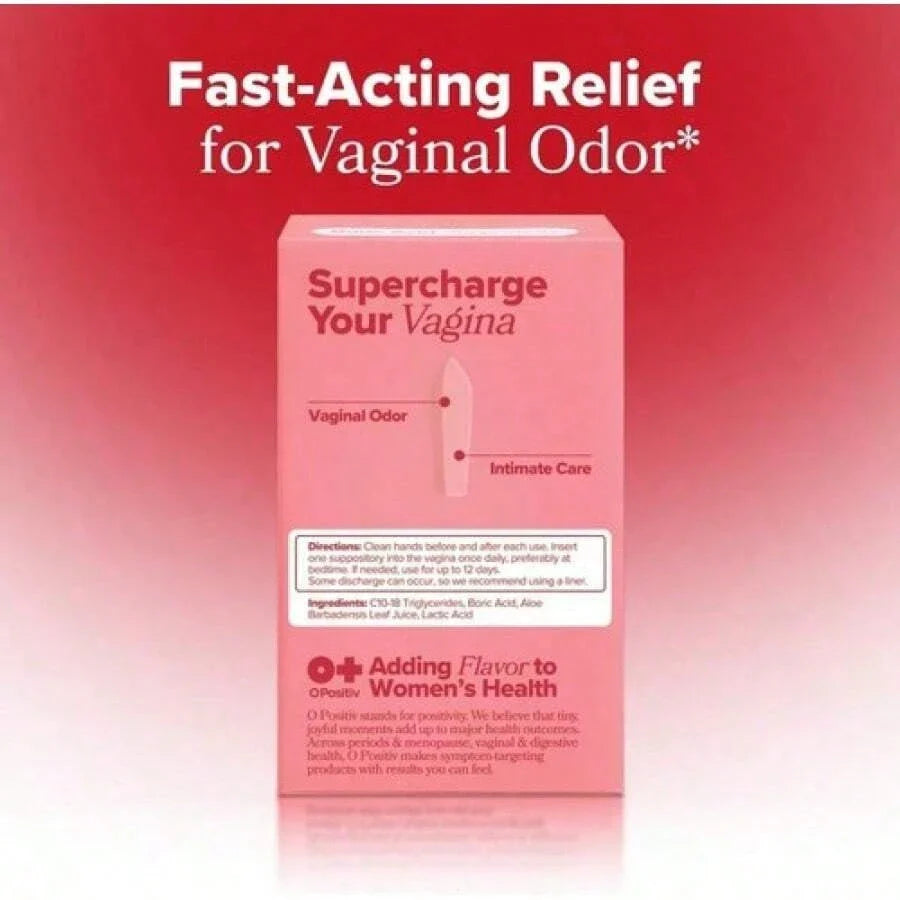 O Boric Acid Vaginal Suppositories | Lactic Acid & Aloe, 12 Ct