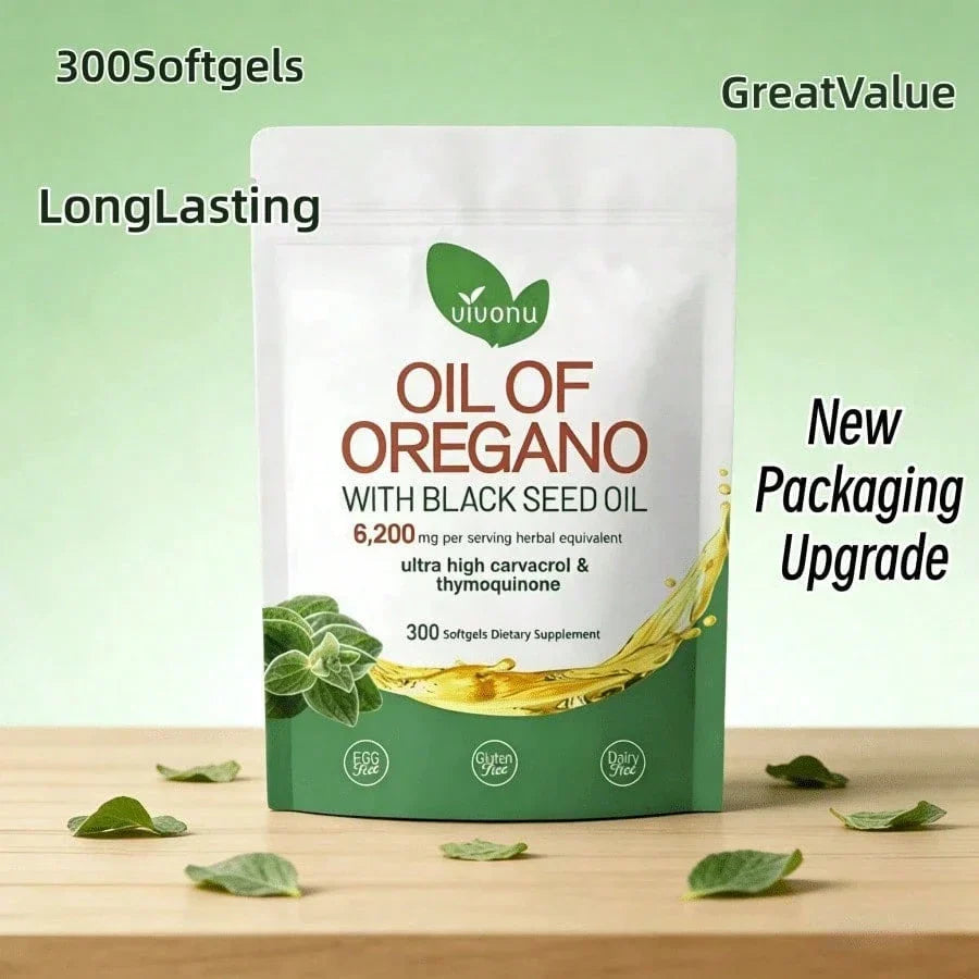 VivoNu Oregano Oil Capsules | Black Seed Oil Blend, Non-GMO