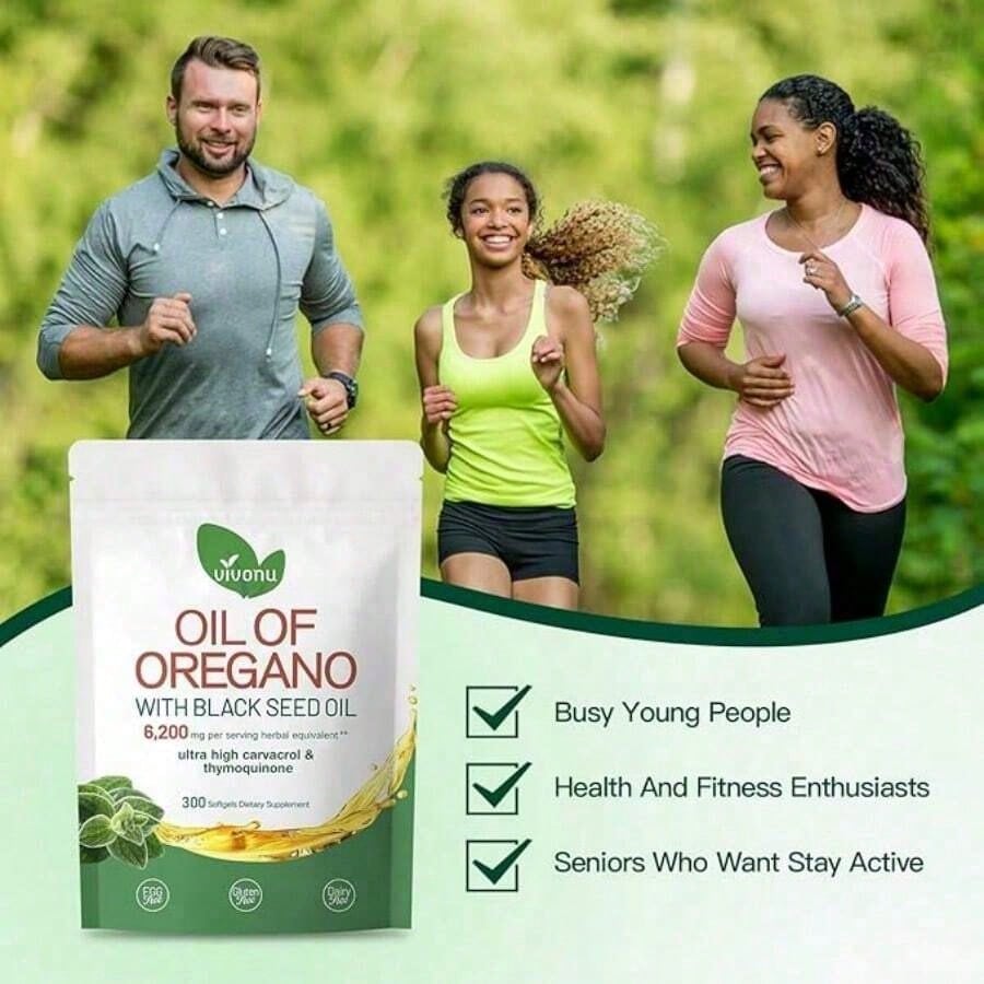 VivoNu Oregano Oil Capsules | Black Seed Oil Blend, Non-GMO