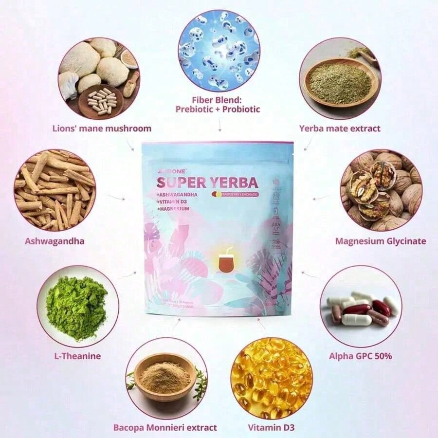 Zooone Super Yerba Mate Instant Tea | Raspberry Lemonade, 30 Servings