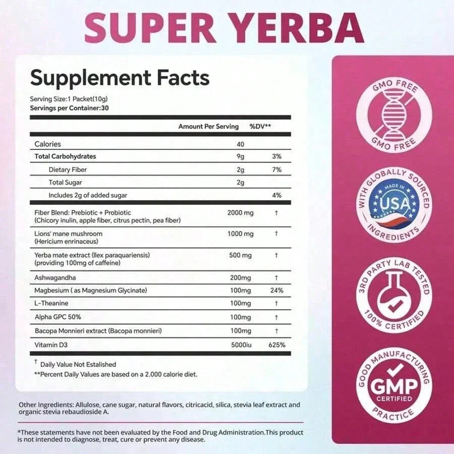 Zooone Super Yerba Mate Instant Tea | Raspberry Lemonade, 30 Servings