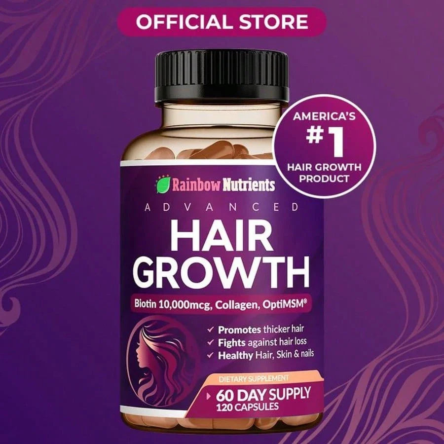 24-in-1 Hair Growth Vitamins | Biotin 10,000mcg, Collagen & MSM, 60 Day Supply