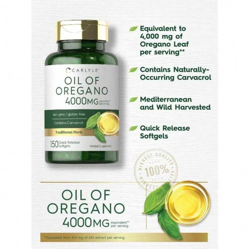 Carlyle Oregano Oil 4000mg | Carvacrol Softgels, 150 Count