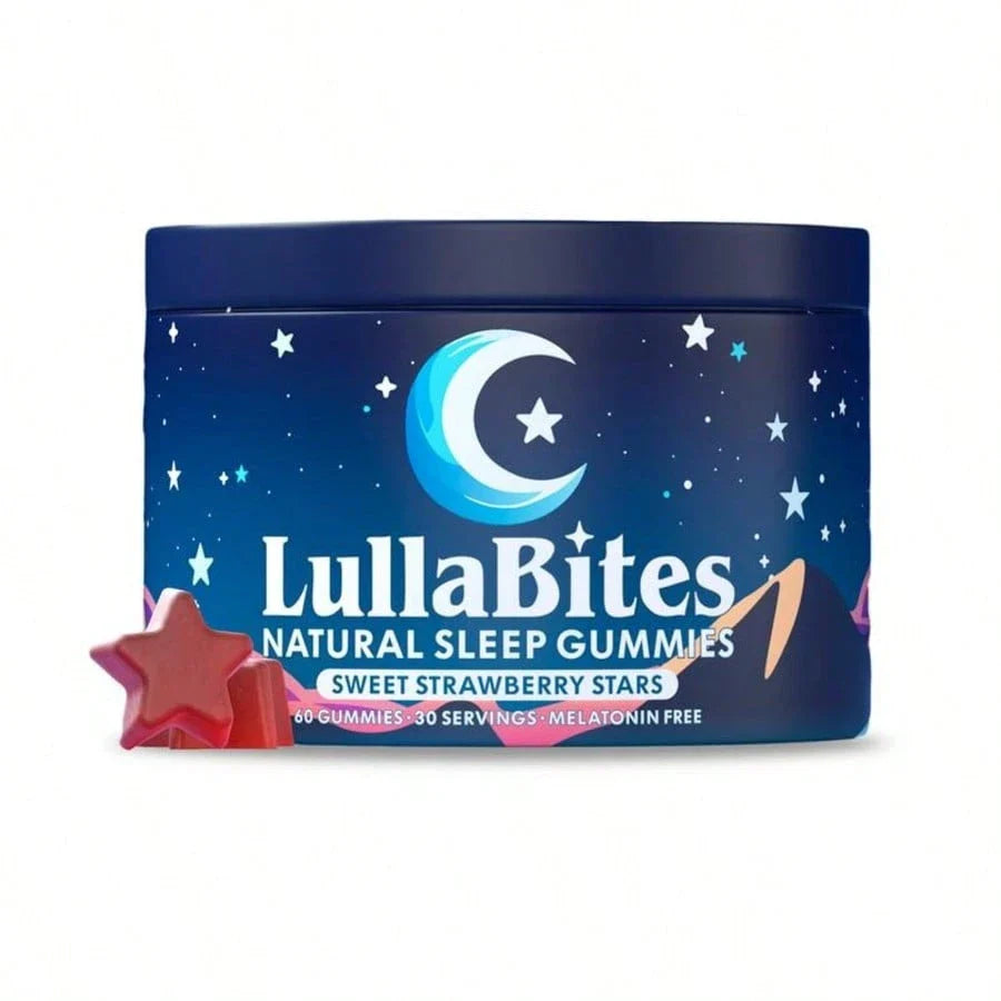 LullaBites Natural Sleep Gummies | Melatonin-Free, Strawberry Stars, 30 Servings