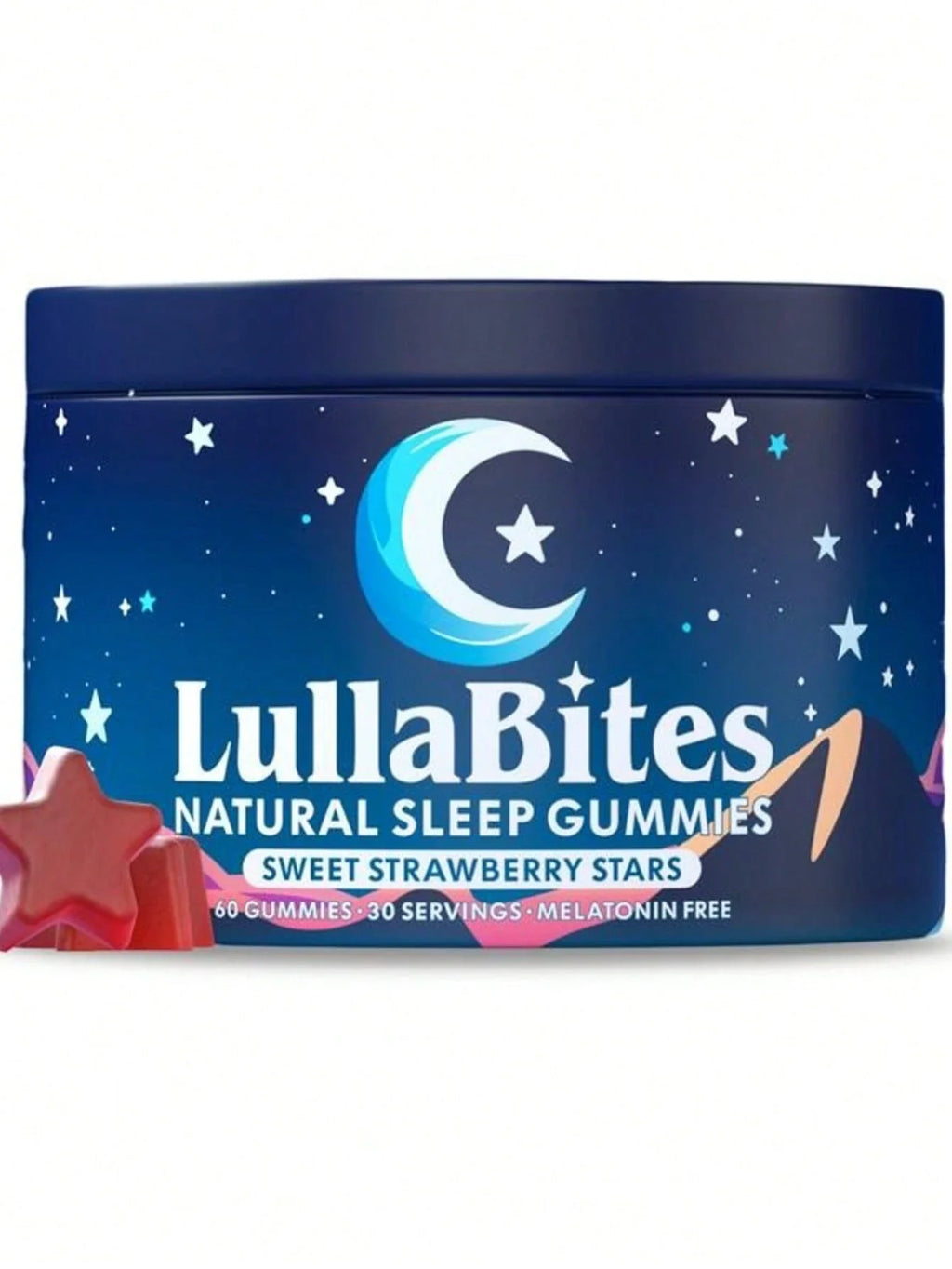 LullaBites Natural Sleep Gummies | Melatonin-Free, Strawberry Stars, 30 Servings