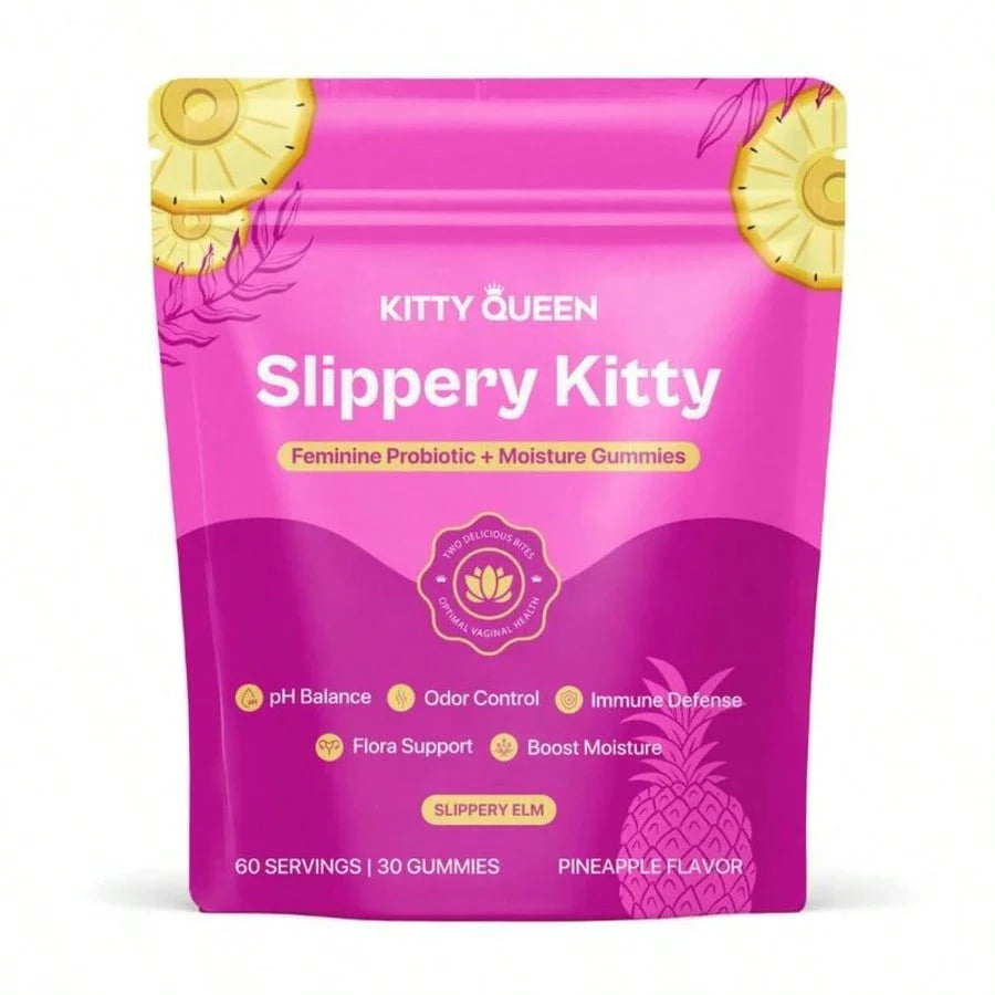 Slippery Kitty Feminine Probiotic + Moisture Gummies | Pineapple, 60 Count