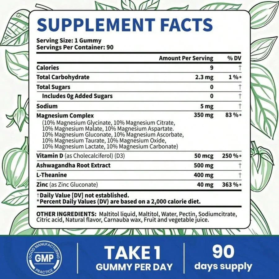 VEV 14-in-1 Magnesium Gummies | Ashwagandha, L-Theanine, D3 & Zinc