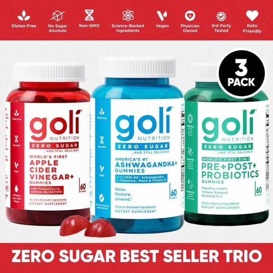 Zero Sugar 3-in-1 Probiotic Gummies | ACV, Vitamin B12 & Gut Health Support