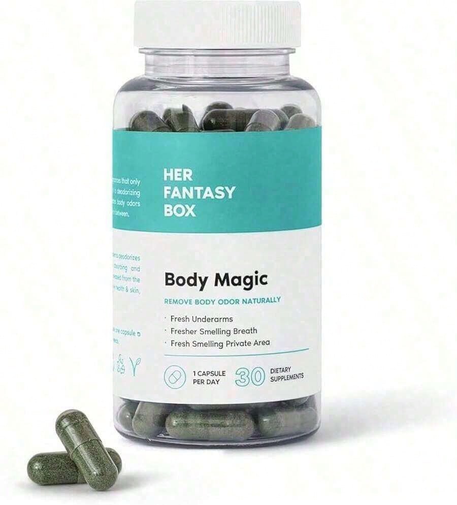 BodyMagic Body Deodorizing Supplement | Vegan Odor Control, 30 Capsules
