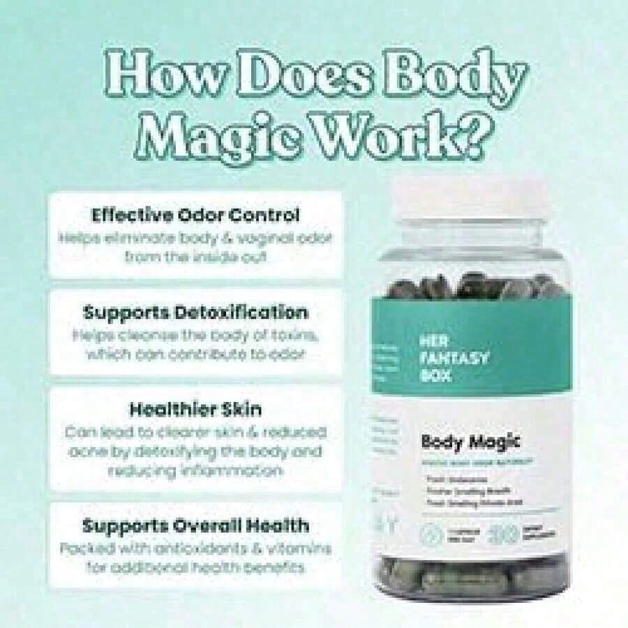BodyMagic Body Deodorizing Supplement | Vegan Odor Control, 30 Capsules