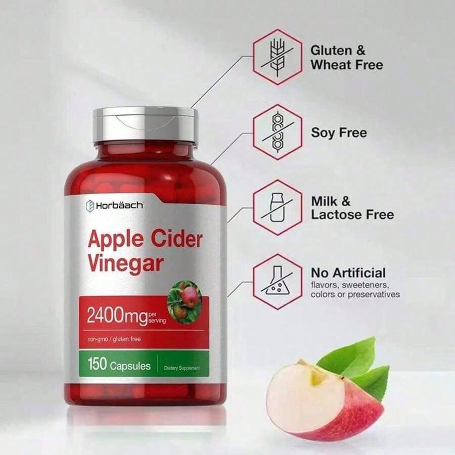 Horbaach Apple Cider Vinegar Capsules | 2400mg Per Serving | Non-GMO, Gluten-Free | 150 Capsules | Dietary Supplement