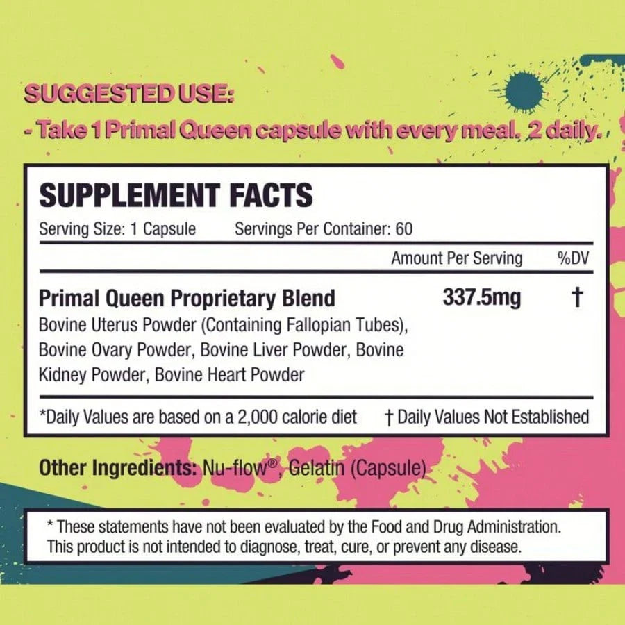 PrimalQueen Women’s Beef Organ Supplement | Hormone & Energy Support, 60 Count