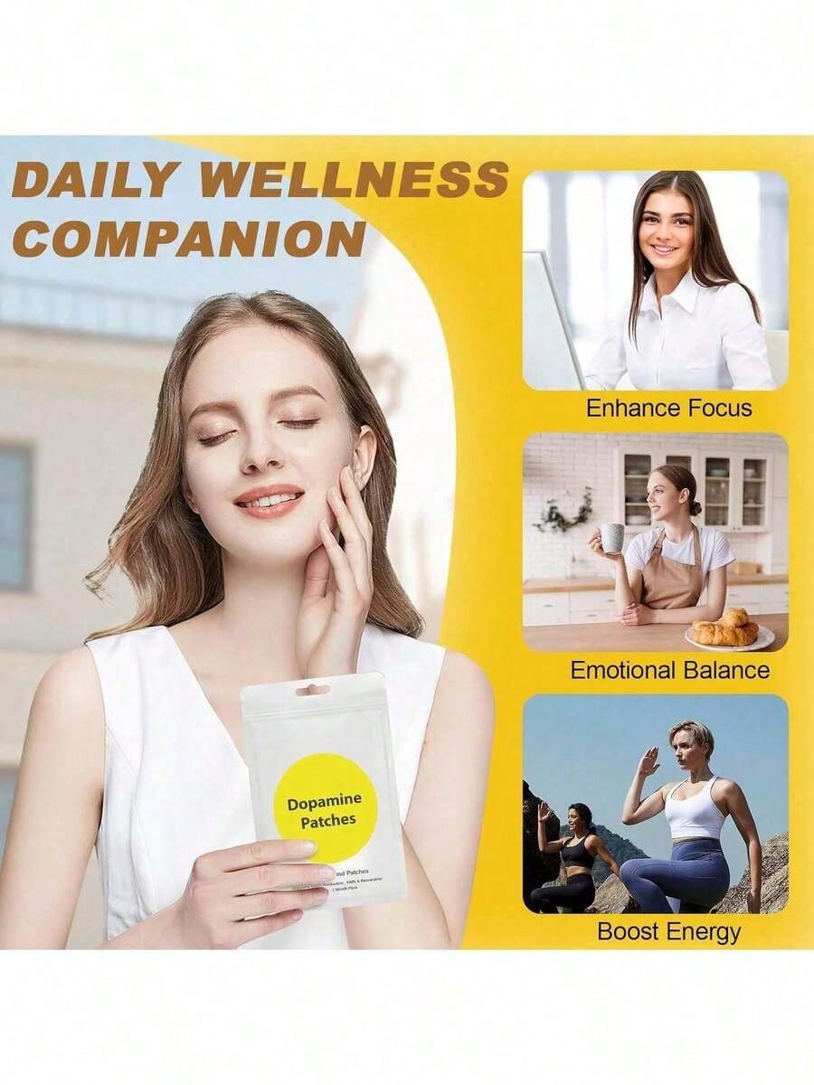Dopamine Patches Age Rewind Patches | 30 Count (1 Month Supply) | Supports NAD+ Production With NMN & Resveratrol | Vegan, Topical Patch | Dietary Supplement