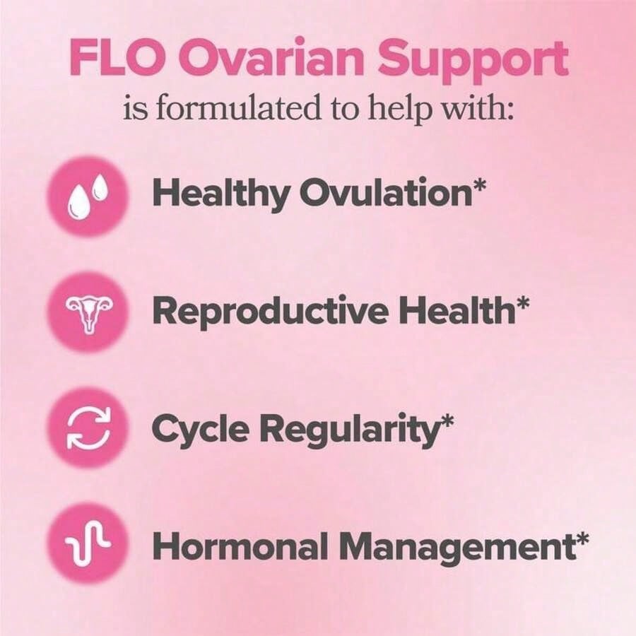 FLO Ovarian Health Support Hormone Balance Supplement For Women 90 Vegan Capsule