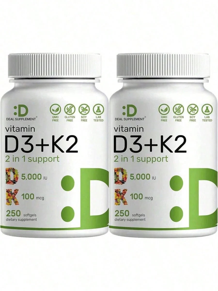 Vitamin D3 5000 I.U + K2 100mcg 2-Pack | Immune & Bone Support For Mom