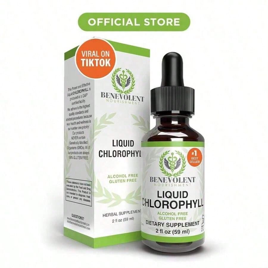 Liquid Chlorophyll Drops (4 Month Supply) Healthcare Supplement - Natural Deodorant And Detox - Gut Support Healthcare Liver