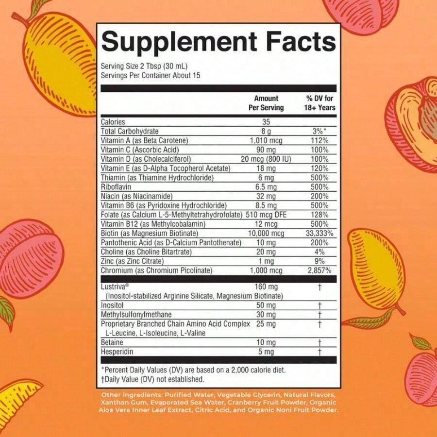 Mary Ruth's Daily Liquid Hair Formula| Blueberry Pomegranate| 16 FL Oz (473 ML)| Sugar-Free| With SesZenBio™| Supports Thicker Hair, Hair Health & Skin| Vegan