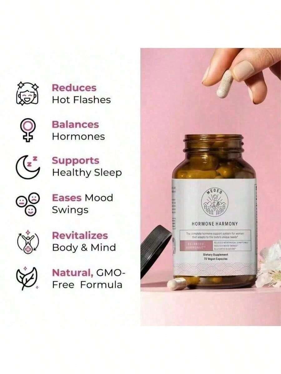 Hormone Harmony - Natural Blend For Mood & Comfort, Drug-Free Support For Menopause Symptoms, 72 Vegan Capsules Healthcare Fitness
