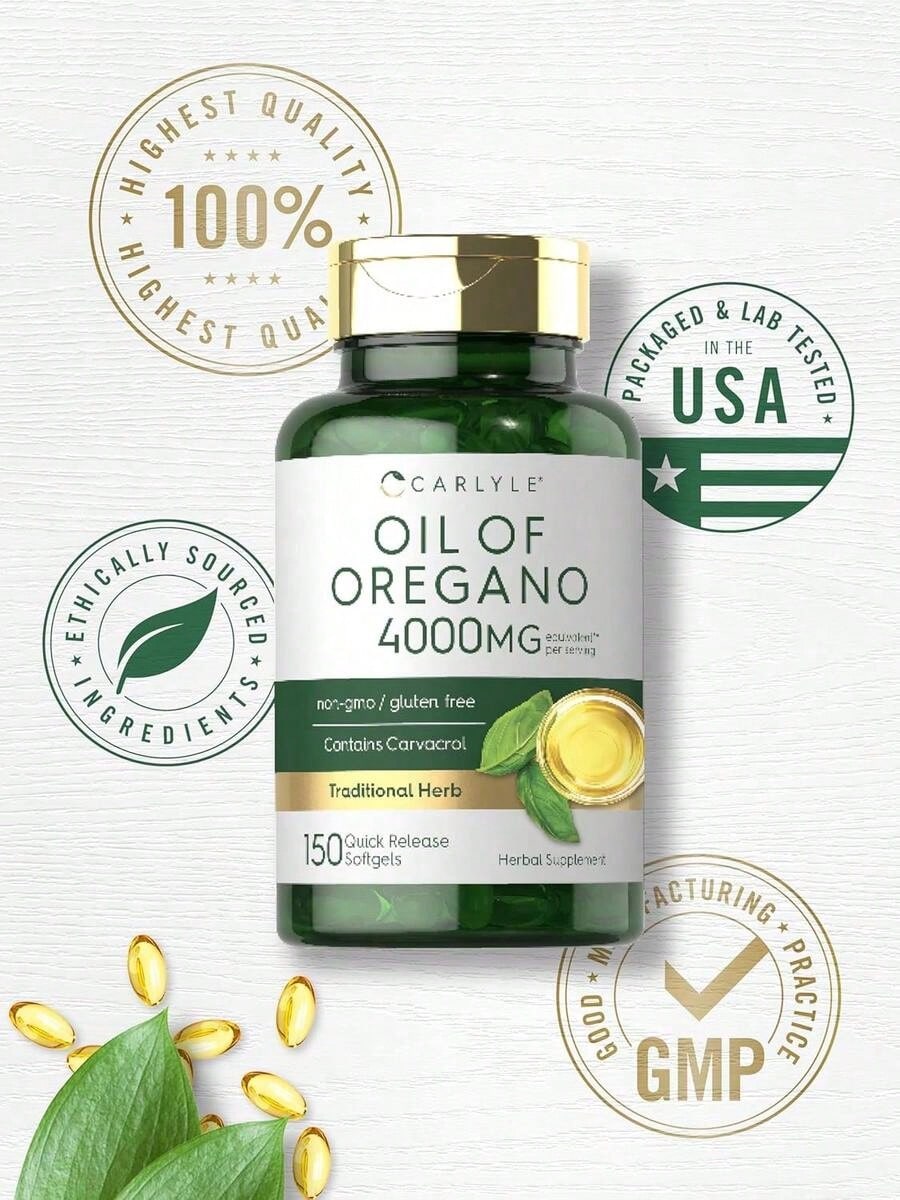 Carlyle Oregano Oil Softgels –Equivalent To4,000 Mg OfOregano Leafper Serving | Contains Naturally-Occurring Carvacrol | Mediterraneanand Wild Harvested | Quick ReleaseSoftgels | 150 Quick-Release Capsules