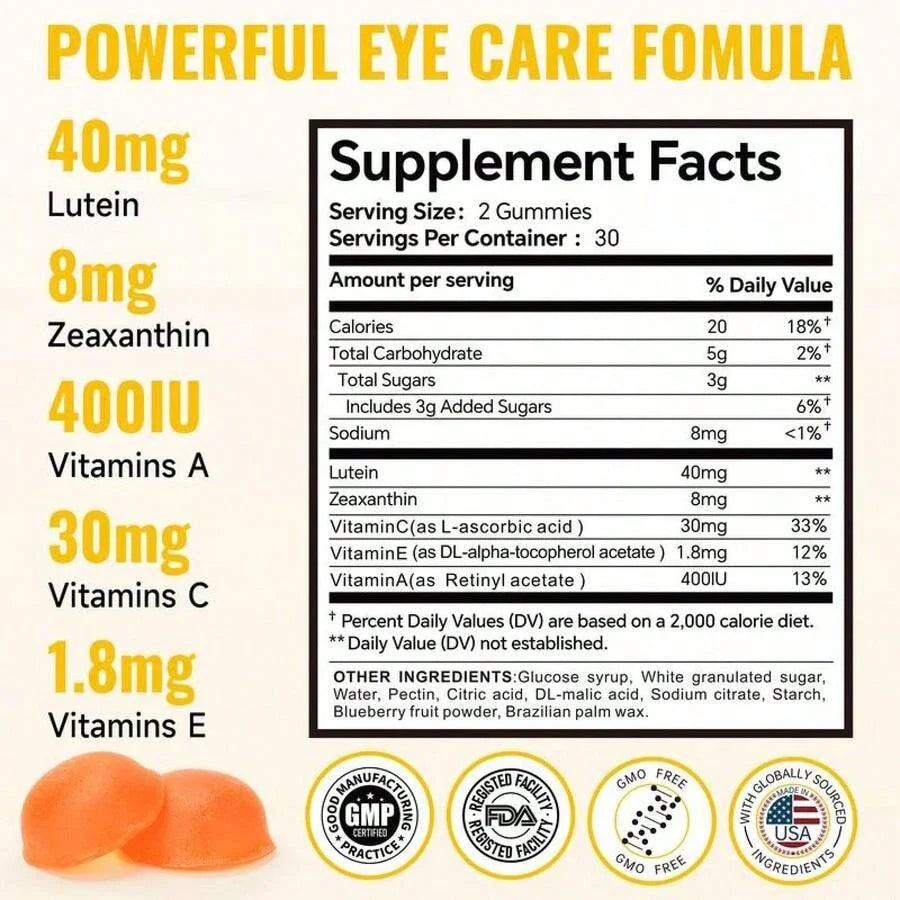 Eye Care Zeaxanthin Astaxanthin Gummies Blue Light Shield Berry 60