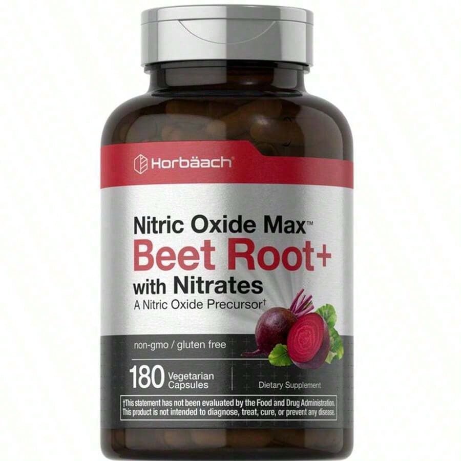Horbäach Nitric Oxide Beet Root Capsules | 180 Count | With Nitrates And Precursor | For Men And Women | Vegetarian, Non-GMO, Gluten Free Supplement[Free Shipping ](2026 Latest Version)