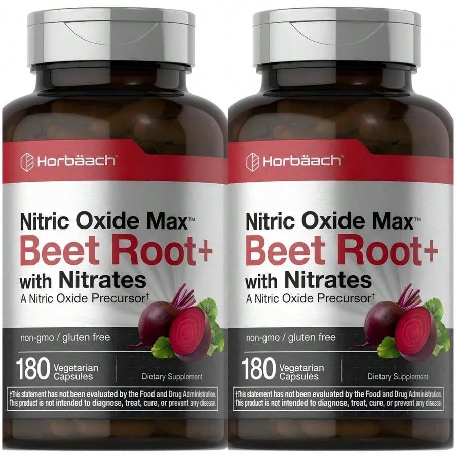 Horbäach Nitric Oxide Beet Root Capsules | 180 Count | With Nitrates And Precursor | For Men And Women | Vegetarian, Non-GMO, Gluten Free Supplement[Free Shipping ](2026 Latest Version)