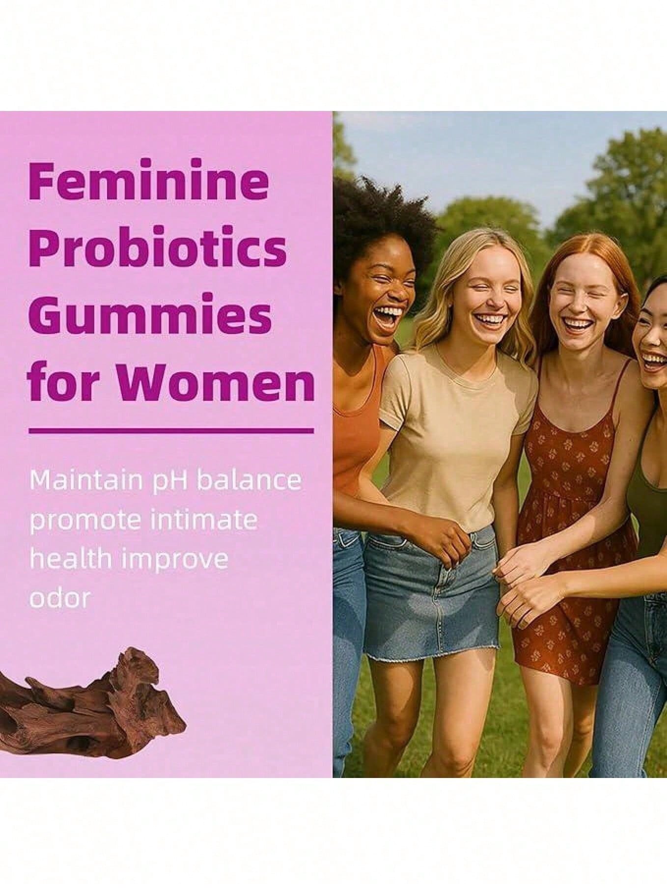 LEEFAR Women's Probiotic Gummies With Slippery Elm - Tropical Pineapple Flavor For PH Balance Digestive & Immune Health - 60 Gummies Per Pack