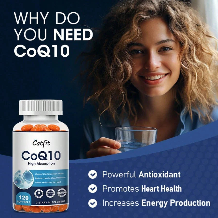 CATFIT CoQ-10 Capsules High Absorption | Coenzyme Q10 Support Heart Healthy Antioxidant - Vegetarian 120CT