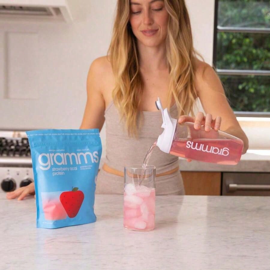 GRAMMS Clear Whey Protein For Women – Strawberry Acai – 20g Grass-Fed Isolate, Zero Sugar & Lactose – Light, Bloat-Free Protein Powder – 80 Calories, 18 Servings
