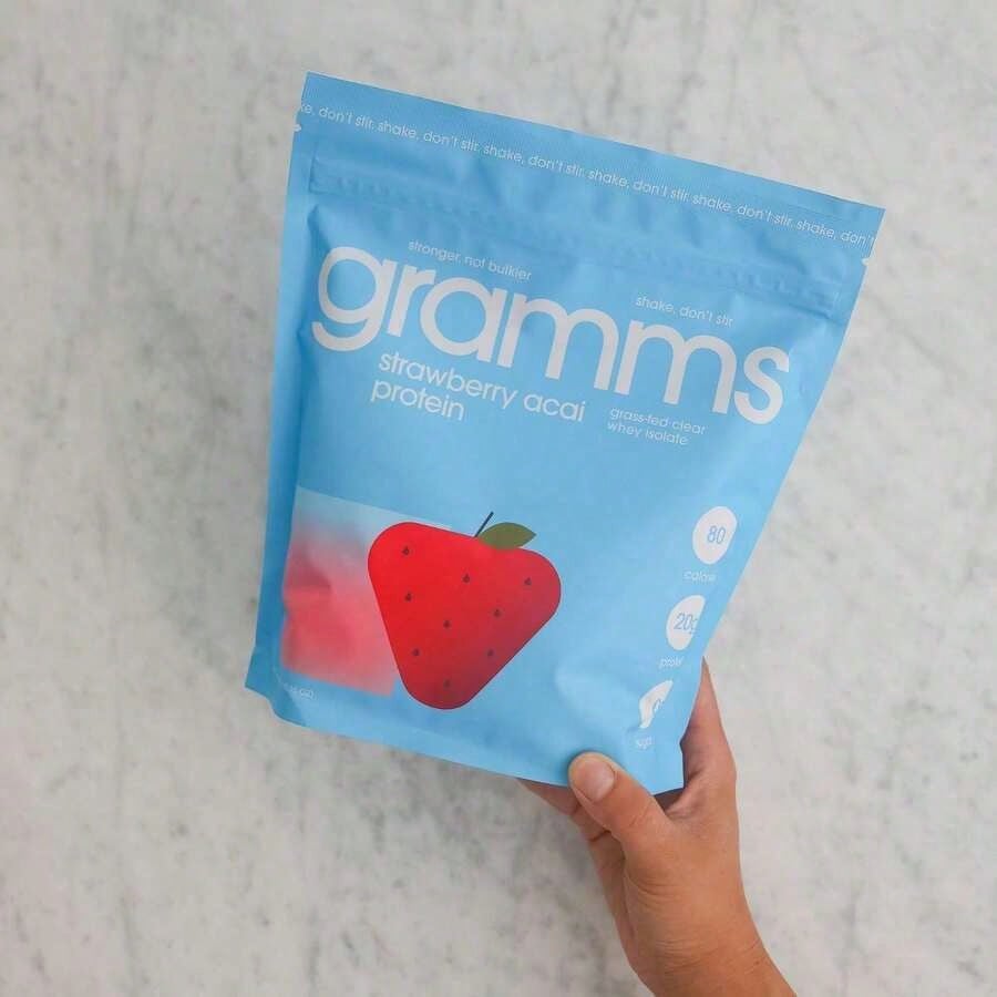 GRAMMS Clear Whey Protein For Women – Strawberry Acai – 20g Grass-Fed Isolate, Zero Sugar & Lactose – Light, Bloat-Free Protein Powder – 80 Calories, 18 Servings
