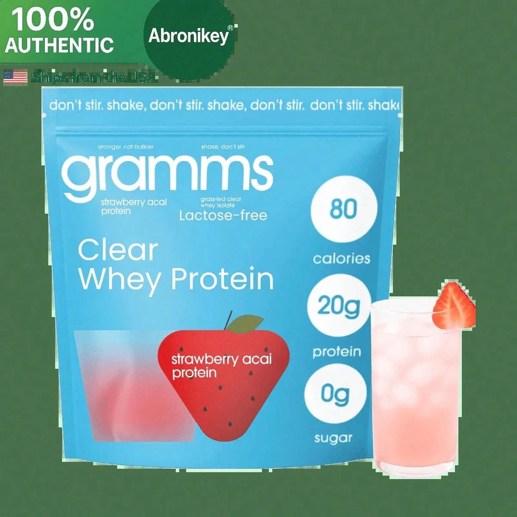 GRAMMS Clear Whey Protein For Women – Strawberry Acai – 20g Grass-Fed Isolate, Zero Sugar & Lactose – Light, Bloat-Free Protein Powder – 80 Calories, 18 Servings