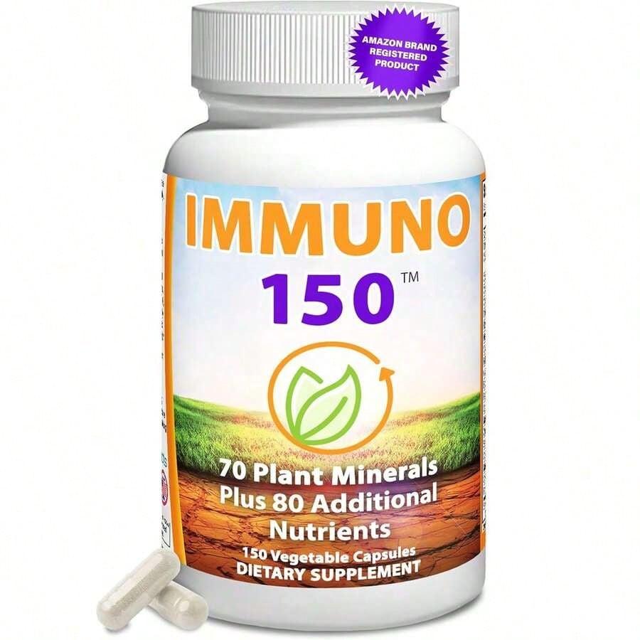 Immuno 150, Immune Support Supplement, Packed With 70 Plant Minerals, 13 Essential Vitamins And 68 Additional Nutrients-150 Vegetable Capsules- Immune Boost For All Age Groups