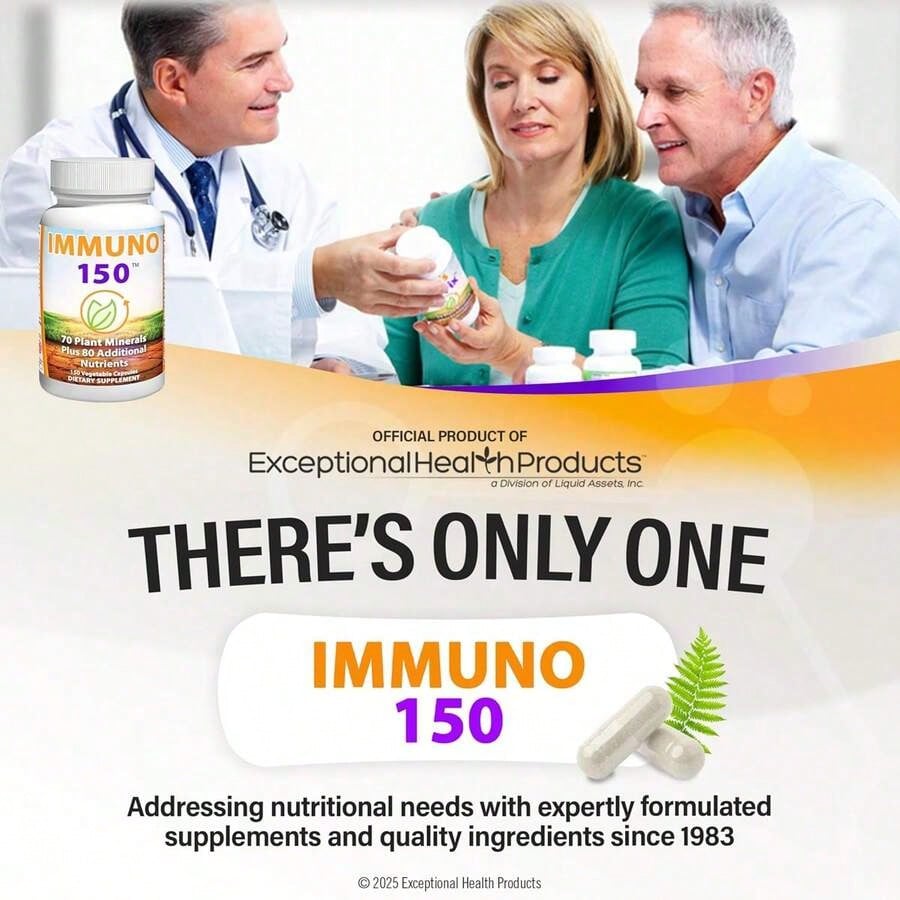 Immuno 150, Immune Support Supplement, Packed With 70 Plant Minerals, 13 Essential Vitamins And 68 Additional Nutrients-150 Vegetable Capsules- Immune Boost For All Age Groups