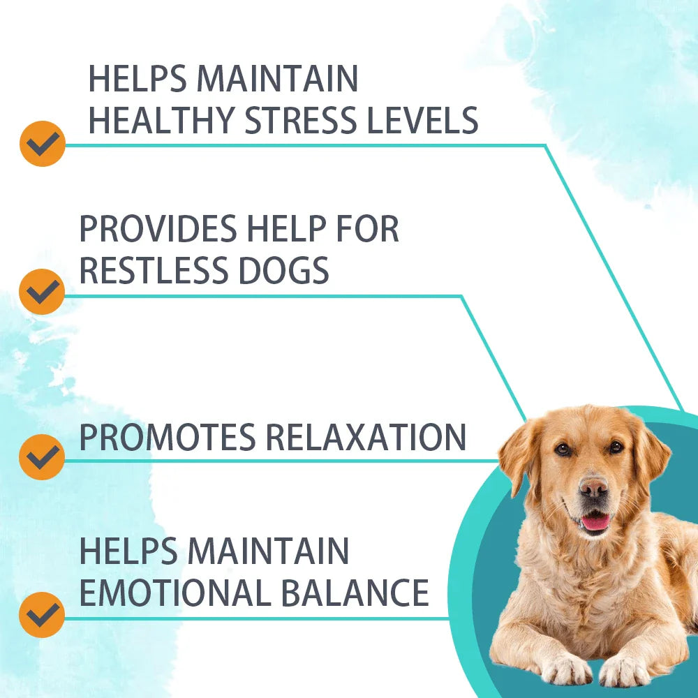Dog Calming Powder Supplement With Valerian Root & Chamomile For Dog Anxiety Relief,Separation Anxiety,Fireworks Noise & Travel Stress,Beef Flavor