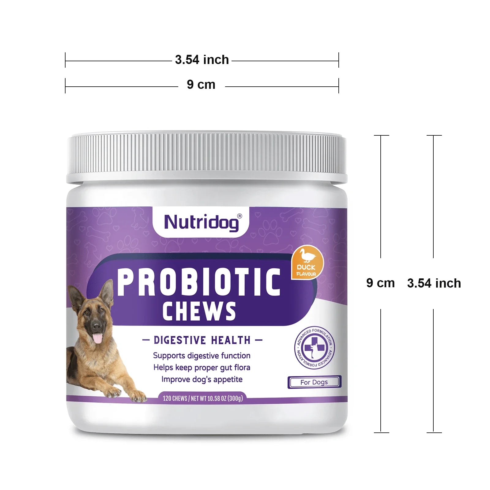 Probiotics For Dogs Chews, Duck Flavor - Supports Gut Health, Digestive Balance & Seasonal Allergy Relief & Itchy Skin Relief - Prebiotic & Probiotic Soft Chews(120 Count) (Duck)