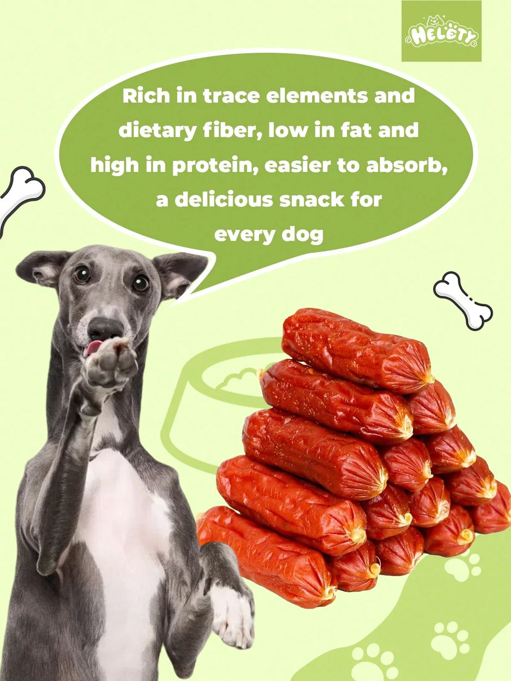 helety 100/200g/400g/800gDog Snacks Chicken, Duck, Beef Sausage Dog Teeth Grinding Snacks, Teeth Cleaning Snacks, Interactive Pet Snacks