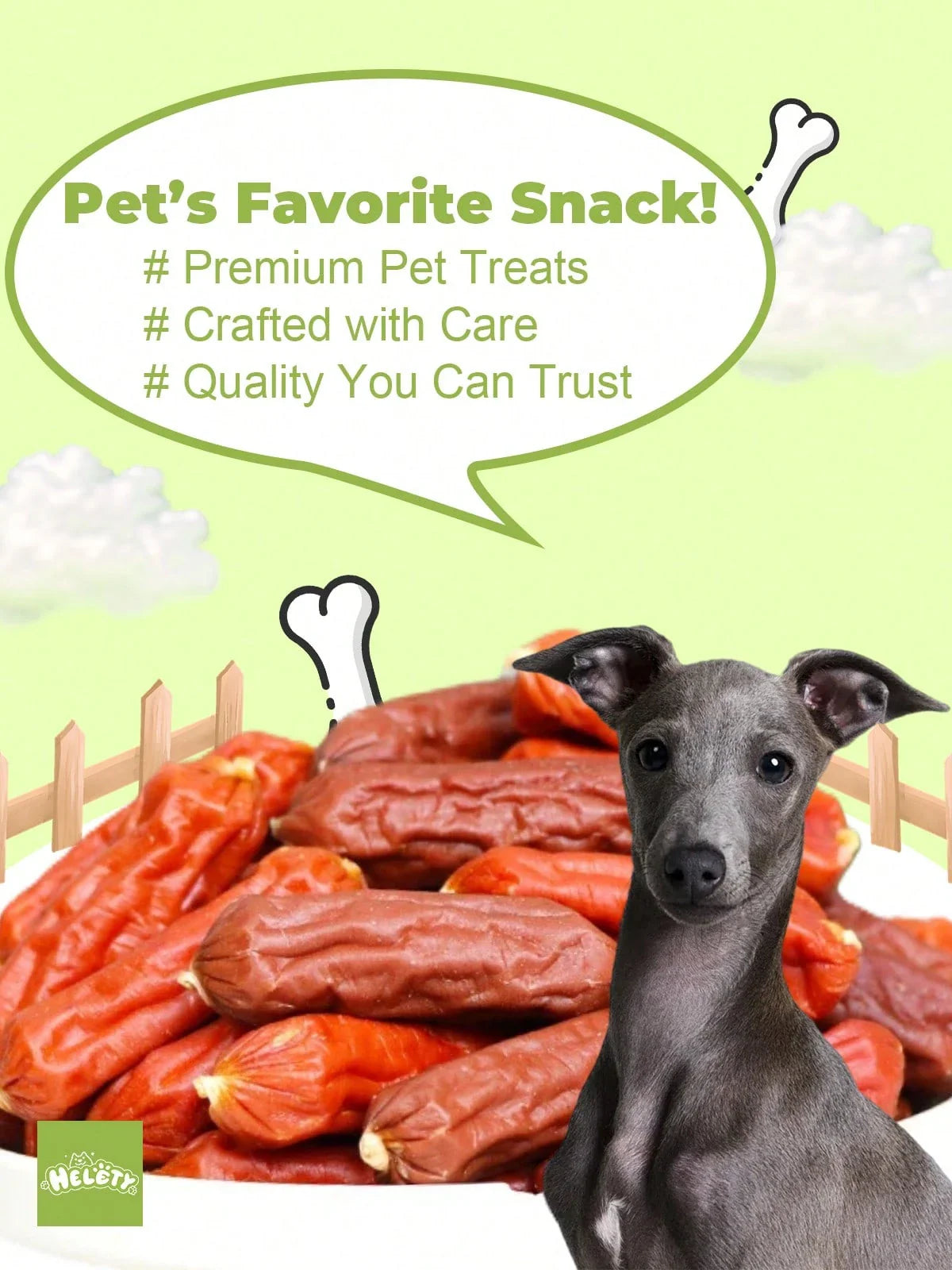 helety 100/200g/400g/800gDog Snacks Chicken, Duck, Beef Sausage Dog Teeth Grinding Snacks, Teeth Cleaning Snacks, Interactive Pet Snacks